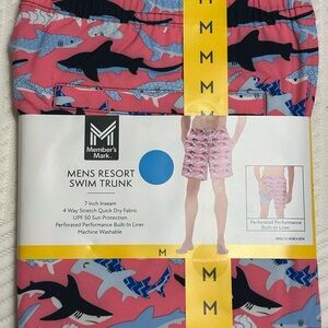 Member's Mark Pink Shark Print Men's Swim Board Shorts